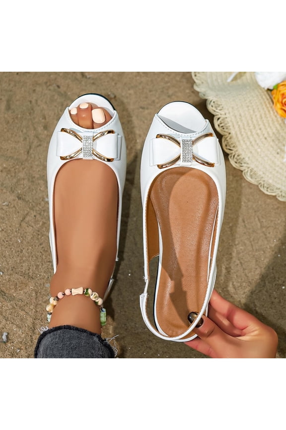Flats for Women Open Toe Slingback Slip-On Ballet Flats Work Office Dress Shoes Comfort Walking, Size 8.5