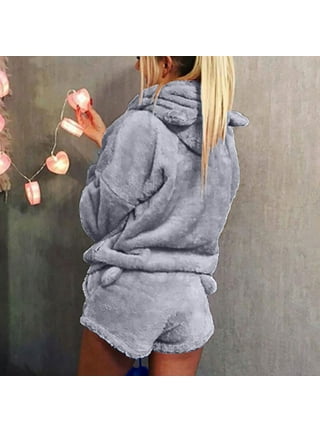 BOSECETA Fluffy Pajamas Set for Women Soft Comfy Fleece Pjs