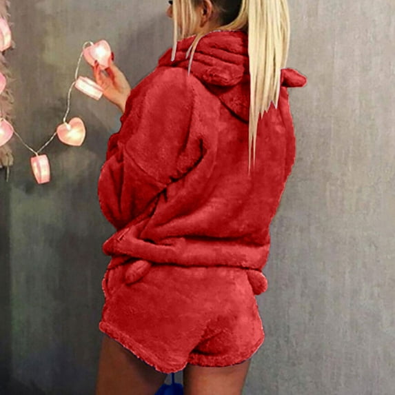 GERsome Fluffy Pajamas Set for Women Soft Comfy Fleece Pjs Pullover Pants Loose Plush Sleepwear Fuzzy Loungewear