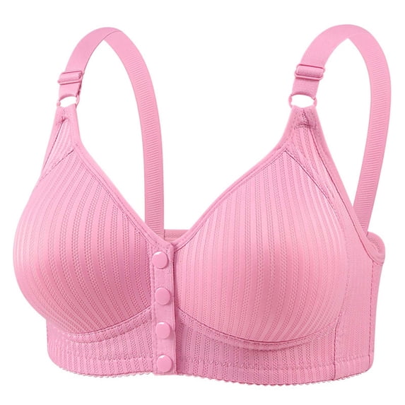 GERsome Front Closure Bras for Women Wireless Snap Comfort Full Coverage Seamless Supportive Bralettes Pink 2XL