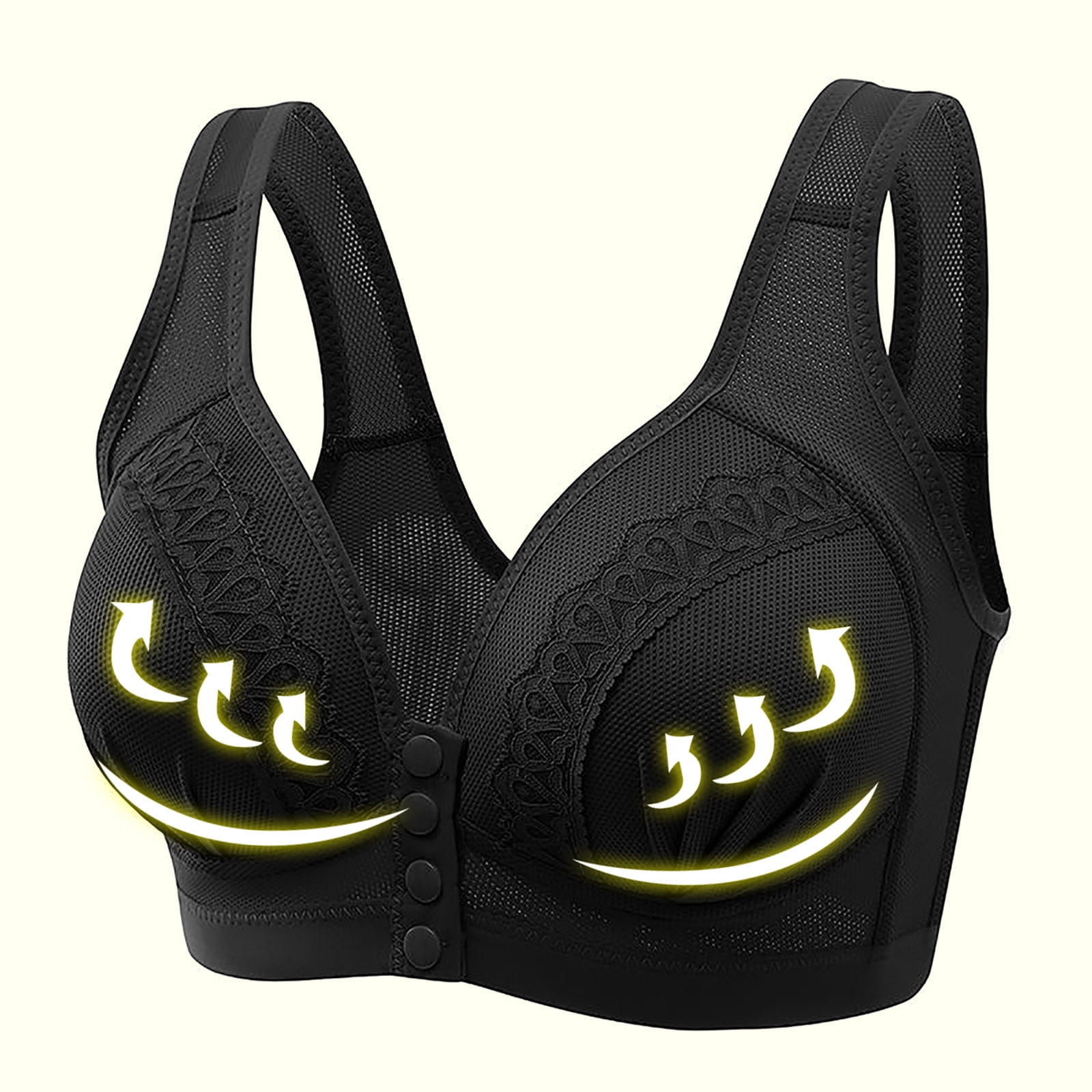 GERsome Comfortable Front Closure Bra for Women, Wireless VNeck, Padded No Underwire, Push Up