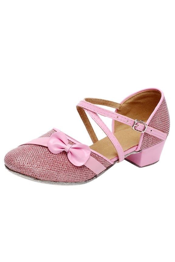 Girl's Latin Dance Shoes Kids Low Heel Salsa Tango Pratice Proformence Ballroom Dancing Shoes