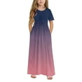 thumbnail image 1 of GERsome Girl's Short Sleeve Crewneck Maxi Dress Loose Casual Holiday Beach Long Dress with Pocket for 4-14 Years Kids, 1 of 9