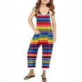 thumbnail image 1 of GERsome Girls Casual Sleeveless Spaghetti Strap Jumpsuit Outfits Baggy Harem Overalls Long Pant Jumper Rompers 5-14 Years（Size 5-6 Years/02#Stripes B), 1 of 5