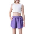thumbnail image 1 of GERsome Girls Cotton Athletic Shorts Running Shorts Toddler Kids Summer Shorts Sweat Workout Dolphin Yoga Shorts Purple 5-6 Years, 1 of 7