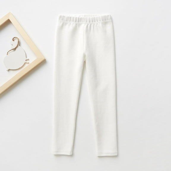 GERsome Girls Cotton Leggings Ankle Length Leggings Stretchy Tights Pants for Kids Girls Soft Comfortable Pants for Girls in 2-13 Years Girls Athletic Leggings, White/2-3 Years