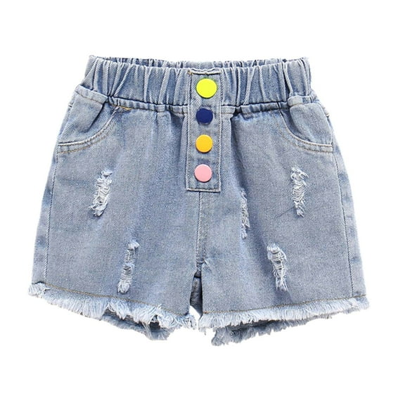 GERsome Girls Jean Shorts Comfy Elastic Waist Shorts Summer Pull On Short with Pockets Little Girls Lightweight Jean Shorts Casual Baggy Trendy Short Pants 4-15 Years
