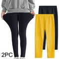 thumbnail image 1 of GERsome Girls Leggings, 2 Pack Girls Stretch Tights Pants Basic Solid Color Leggings Full Length Stretchy Toddler Leggings Clothes, Sizes 3-12 Years, Navy/Yellow,11-12 Years, 1 of 9