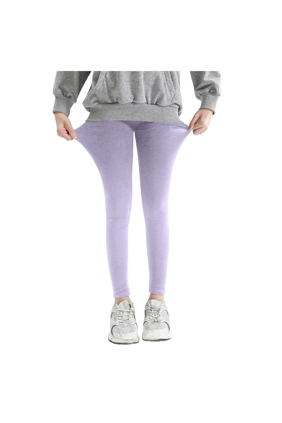 Girls Leggings Ankle Length Cotton Comfortable Leggings for Baby Girls Full Length Basic Leggings Stretchy Leggings Footless Tight Pants, 2-13 Years, Purple/10-11 Years