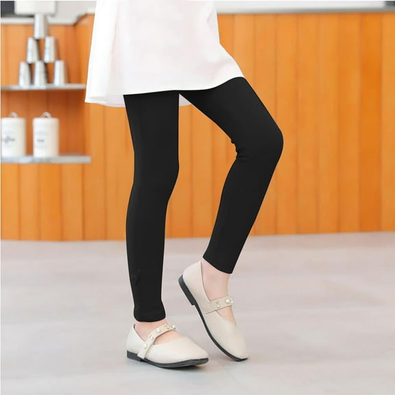 GERsome Girls Leggings Cotton Casual Solid Color Stretch Tights Pants Soft Comfortable Pants for Girls in 2-11 Years Girls Athletic Leggings, Black/8-9 Years