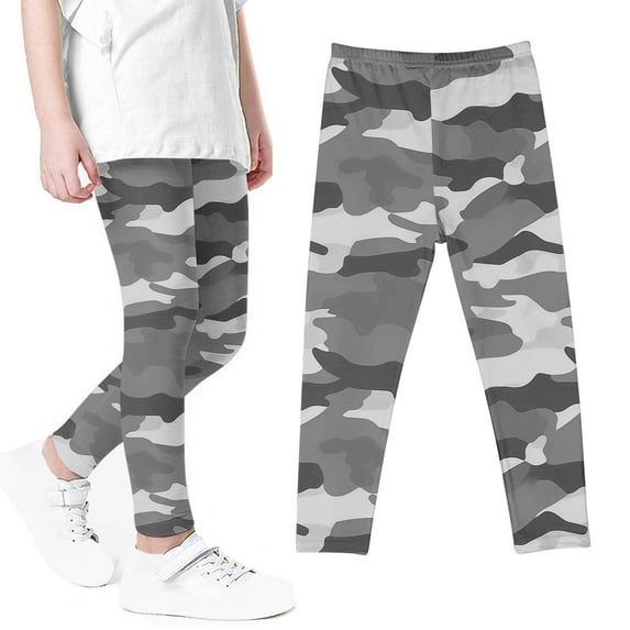 GERsome Girls Leggings,Soft Comfortable Tight Pants for Girls in 3-8 Years,Girls Athletic Leggings,Casual Print Full Length Basic Leggings Stretchy Leggings, Gray/6-7 Years