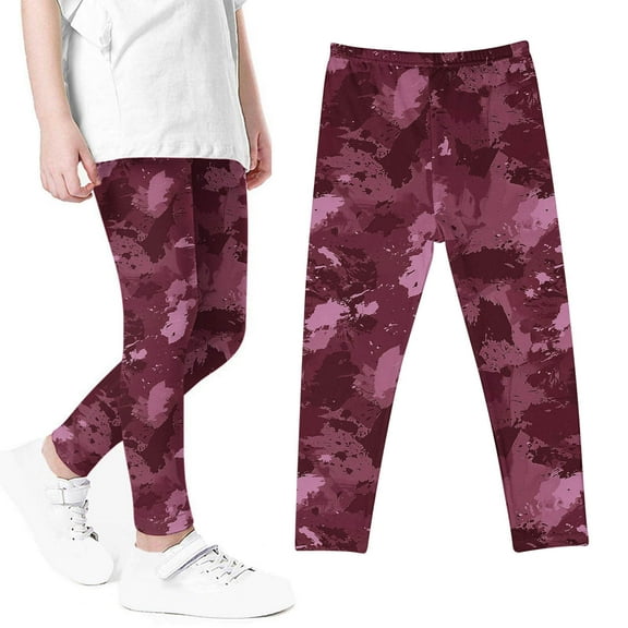 GERsome Girls Leggings,Soft Comfortable Tight Pants for Girls in 3-8 Years,Girls Athletic Leggings,Casual Print Full Length Basic Leggings Stretchy Leggings, Red/6-7 Years