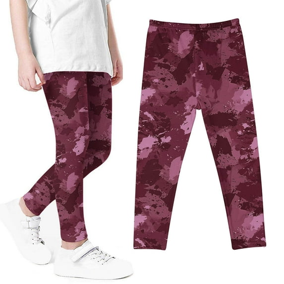 GERsome Girls Leggings,Soft Comfortable Tight Pants for Girls in 3-8 Years,Girls Athletic Leggings,Casual Print Full Length Basic Leggings Stretchy Leggings, Red/7-8 Years