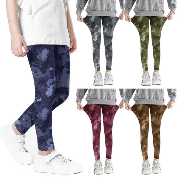 GERsome Girls Leggings,Soft Comfortable Tight Pants for Girls in 3-8 Years,Girls Athletic Leggings,Casual Print Full Length Basic Leggings Stretchy Leggings, Purple/3-4 Years