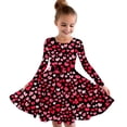 thumbnail image 1 of GERsome Girls Long Sleeve Crewneck Dress Casual A Line Twirly Skater Dresses Cute Graphic T-Shirt Swing Dress Size 4-14 Years, 1 of 4