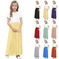 thumbnail image 1 of GERsome Girls Short Sleeve Color Block Loose Casual Long Maxi Dress with Pockets 4-14 Years, 1 of 8