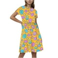thumbnail image 1 of GERsome Girls' Short-Sleeve Dress Crewneck A-Line Sundress Summer Casual Midi Dresses for 4-14 Years Kids, 1 of 5