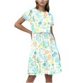 thumbnail image 1 of GERsome Girls' Short-Sleeve Dress Crewneck A-Line Sundress Summer Casual Midi Dresses for 4-14 Years Kids, 1 of 5