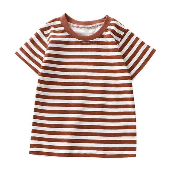 GERsome Girls' Short Sleeve Round Neck Striped T-Shirts Summer Soft Cotton Casual Tops for Kids