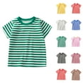 thumbnail image 1 of GERsome Girls' Short Sleeve Round Neck Striped T-Shirts Summer Soft Cotton Casual Tops for Kids, 1 of 6