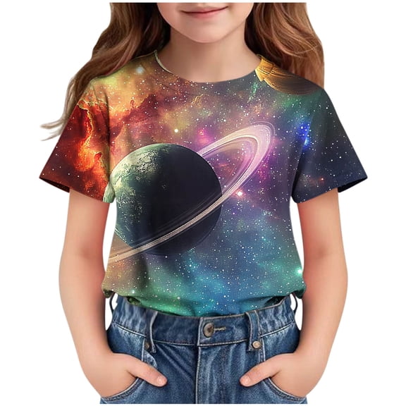 GERsome Girls Short Sleeve T Shirts Summer Crewneck Graphic Tee, Sizes 3-14 Years