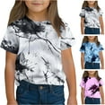 thumbnail image 1 of GERsome Girls Short Sleeve T-Shirts Summer Soft Cotton Tie-Dye Tops Kids Girls Round Neck T Shirts, 1 of 9