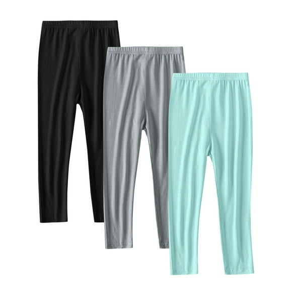 GERsome Girls Solid Color Leggings 3 Pack Kids Full Length Tights Pants Dance Running Yoga Tights 2-13 Years