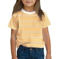 thumbnail image 1 of GERsome Girls T-Shirts Summer Short Sleeve Crew Neck Striped Tops Tee Kids Girls Cute Basic Shirts, 1 of 8