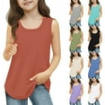 thumbnail image 1 of GERsome Girls Tank Tops Solid Color Square Neck Sleeveless T-Shirts Summer Loose Fit Athletic Workout Gym Tops 3-14 Years, 1 of 9