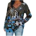 thumbnail image 1 of GERsome Halloween Plus Size Tops for Women Long Sleeve Shirts Casual Halloween Clothes V Neck Tunics for Leggings Size S, 1 of 1