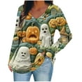 thumbnail image 1 of GERsome Halloween Plus Size Tops for Women Long Sleeve Shirts Casual Halloween Clothes V Neck Tunics for Leggings Size XXL, 1 of 1