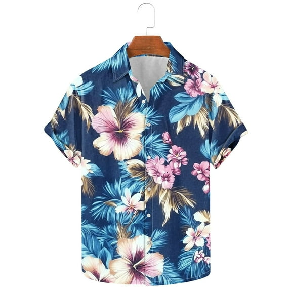 GERsome Hawaiian Shirts for Men Summer Button Down Short Sleeve Floral Shirts Tropical Beach Vacation Tops S-5XL