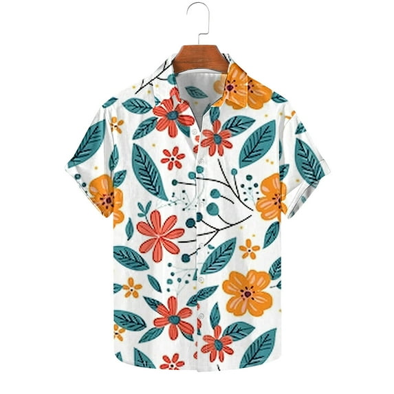 GERsome Hawaiian Shirts for Men Unisex Summer Short Sleeve Button Down Shirts Floral Beach Vacation Tops S-5XL