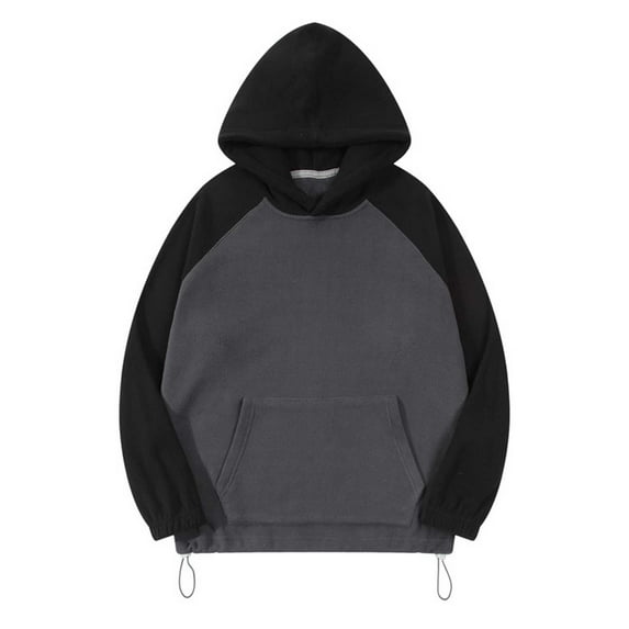 GERsome Hooded Sweatshirt for Men Patchwork Pullover Color Block Long Sleeve Sweatshirts Casual Drawstring Tops with Pocket S-2XL