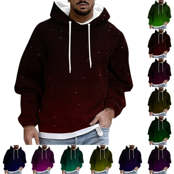 GERsome Hoodies for Men Casual Long Sleeve Pullover Hooded Sweatshirt with Kangaroo Pocket M-4XL
