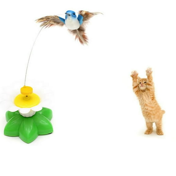 GERsome InterCat Toys Cat Exercise Tumbler, Cat Toys for Indoor Cats Spin Bird Game Teasing Kitty, Extra Long Feather Wand