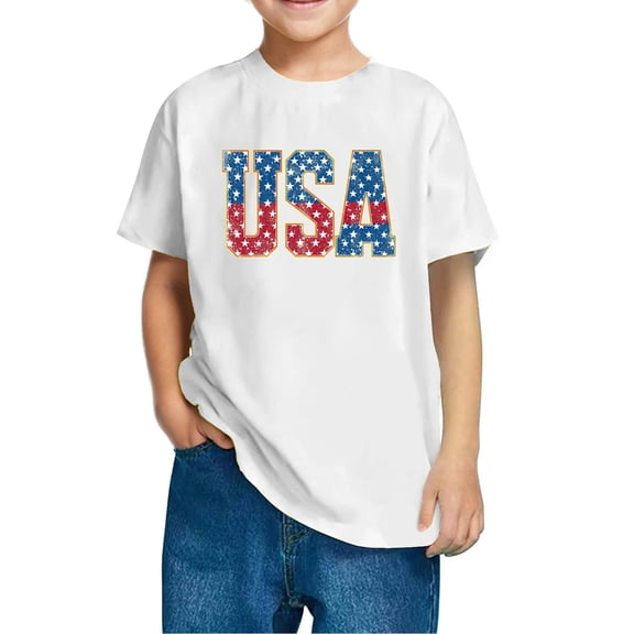 GERsome Kids American Flag Shirts Toddler Boys Girls 4th of July T-Shirts Summer Patriotic Tee Tops Independence Day Short Sleeve, 4-5 Years
