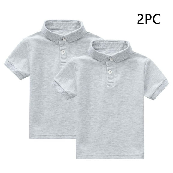 GERsome Kids T-Shirts 2 Pack Boys Girls Short Sleeve Summer Button-Down Collar Shirts Unisex Plain Top Girls Tee Sizes 1-13 Years