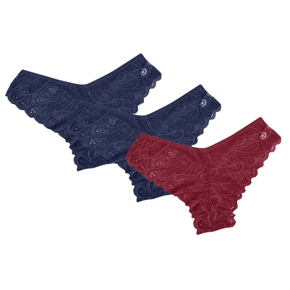 GERsome Lace Thongs for Women 3 Pack Low Rise Thongs Cheeky Panties Breathable Underwear Womens No Show Seamless Soft Underwear S-2XL