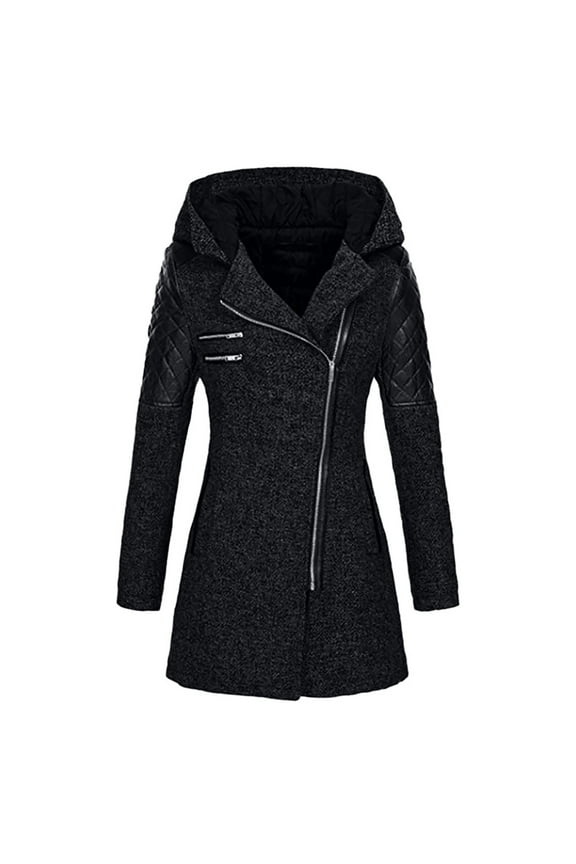 Leather Jacket Coat Plus Size Women Winter Woolen Long Overcoat Outwear