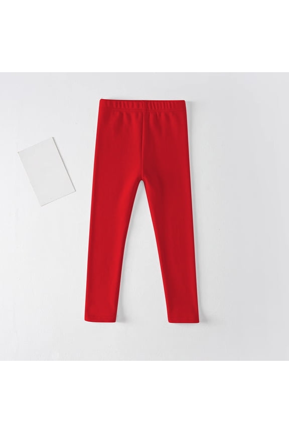Leggings for Girls Soft Comfortable Leggings for Toddler Kids in 3 to 12 Years Ankle Length Girls Solid Color Leggings 1 Pack Girls Stretch Tights Pants, Red,3-4 Years