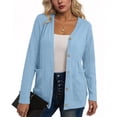 thumbnail image 1 of GERsome Long Sleeve Cardigan for Women Soft Basic Knit Cardigan Solid Color Open Front Button Down Lightweight Casual Sweater with Pockets Fall Outwear Light Blue S-2XL, 1 of 4