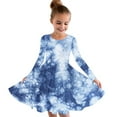 thumbnail image 1 of GERsome Long Sleeve Dress for Kids Girls A Line Swing Tie-Dye Skater Twirl Party Dresses 4-14 Years, 1 of 4