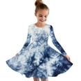 thumbnail image 1 of GERsome Long Sleeve Dress for Kids Girls A Line Swing Tie-Dye Skater Twirl Party Dresses 4-14 Years, 1 of 4