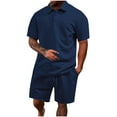 thumbnail image 1 of GERsome Men's 2 Piece Outfits Button Down Short Sleeve Tops and Elastic Waist Shorts Sets Casual Athletic Jogging Summer Tracksuits S-3XL, 1 of 6