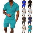 thumbnail image 1 of GERsome Men's 2 Piece Outfits Quarter Zip Short Sleeve Tops and Shorts Sets Casual Athletic Jogging Summer Tracksuits S-3XL, 1 of 7