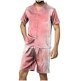 thumbnail image 1 of GERsome Men's 2 Piece Outfits Short Sleeve Button Down Shirts and Shorts Casual Solid Color Sets S-2XL, 1 of 4