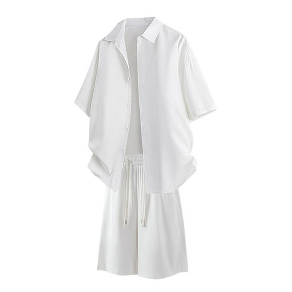 GERsome Men's 2 Piece Outfits Summer Short Sleeve Button Down Shirts and Shorts Sets Casual Loose Fit Summer Vacation Loungewear M-3XL