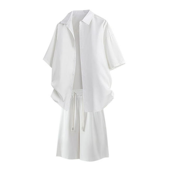 GERsome Men's 2 Piece Outfits Summer Short Sleeve Button Down Shirts and Shorts Sets Casual Loose Fit Summer Vacation Loungewear M-3XL