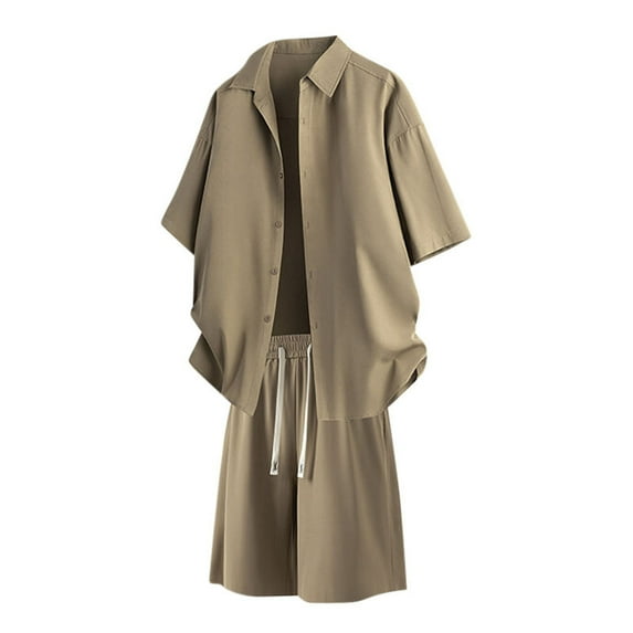 GERsome Men's 2 Piece Outfits Summer Short Sleeve Button Down Shirts and Shorts Sets Casual Loose Fit Summer Vacation Loungewear M-3XL